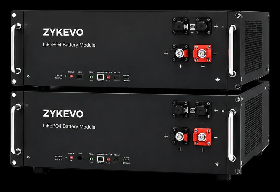 ZYKEVO rack-mount LiFePO4 battery modules for UPS high-voltage battery systems